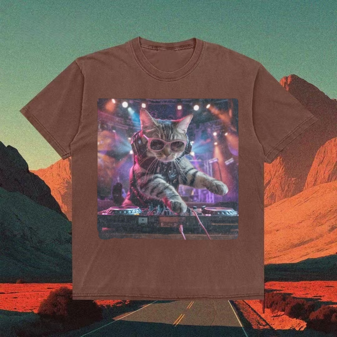 DJ Cat Party Meme T-shirt