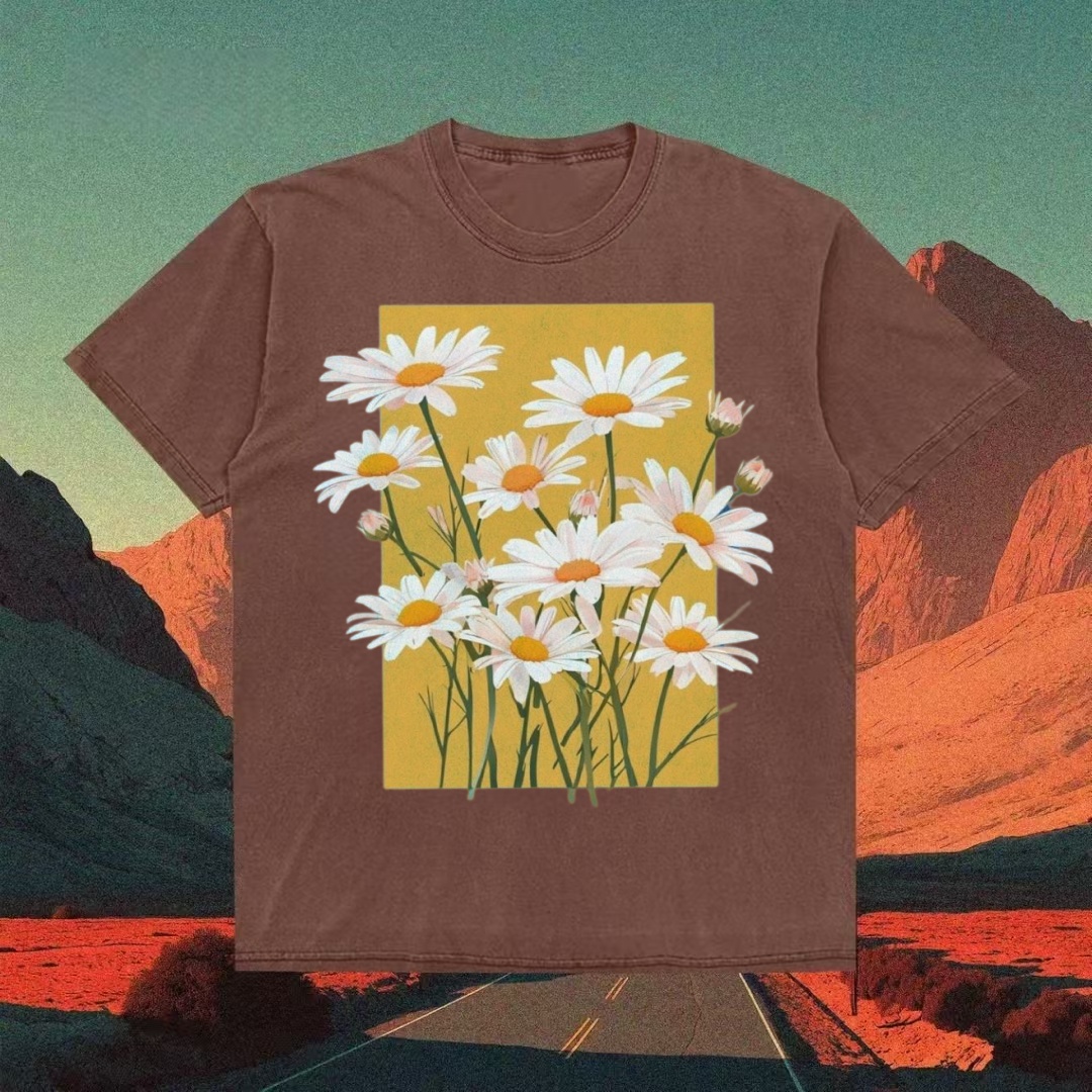 Daisy Flowers on Yellow Background T-shirt