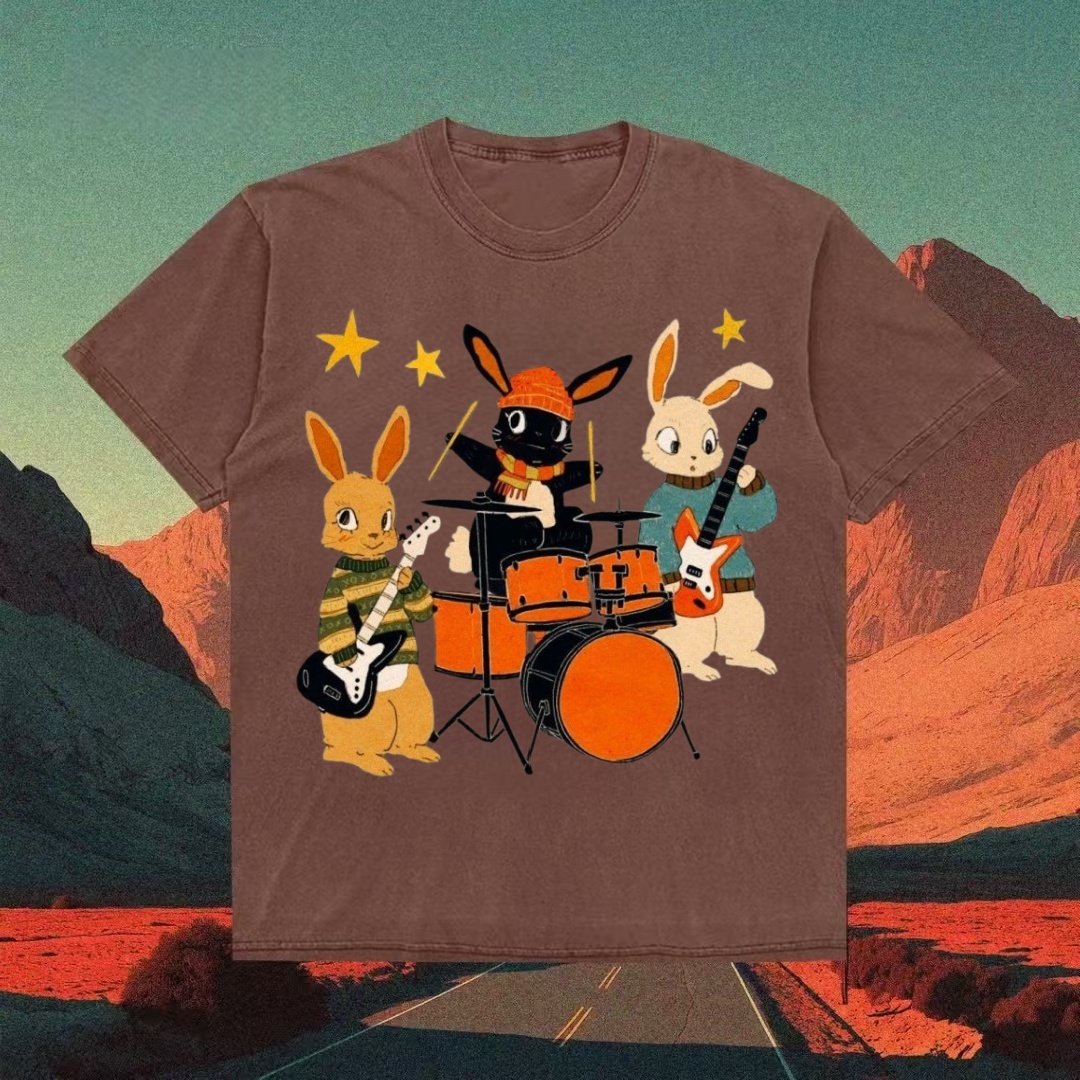 Rabbit Rock Band Graphic T-shirt