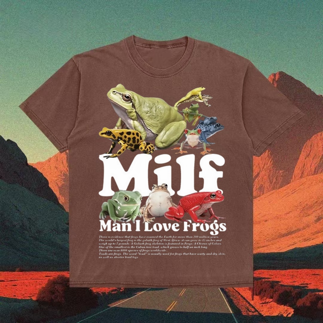 "MILF: Man I Love Frogs" Frog Collage T-shirt