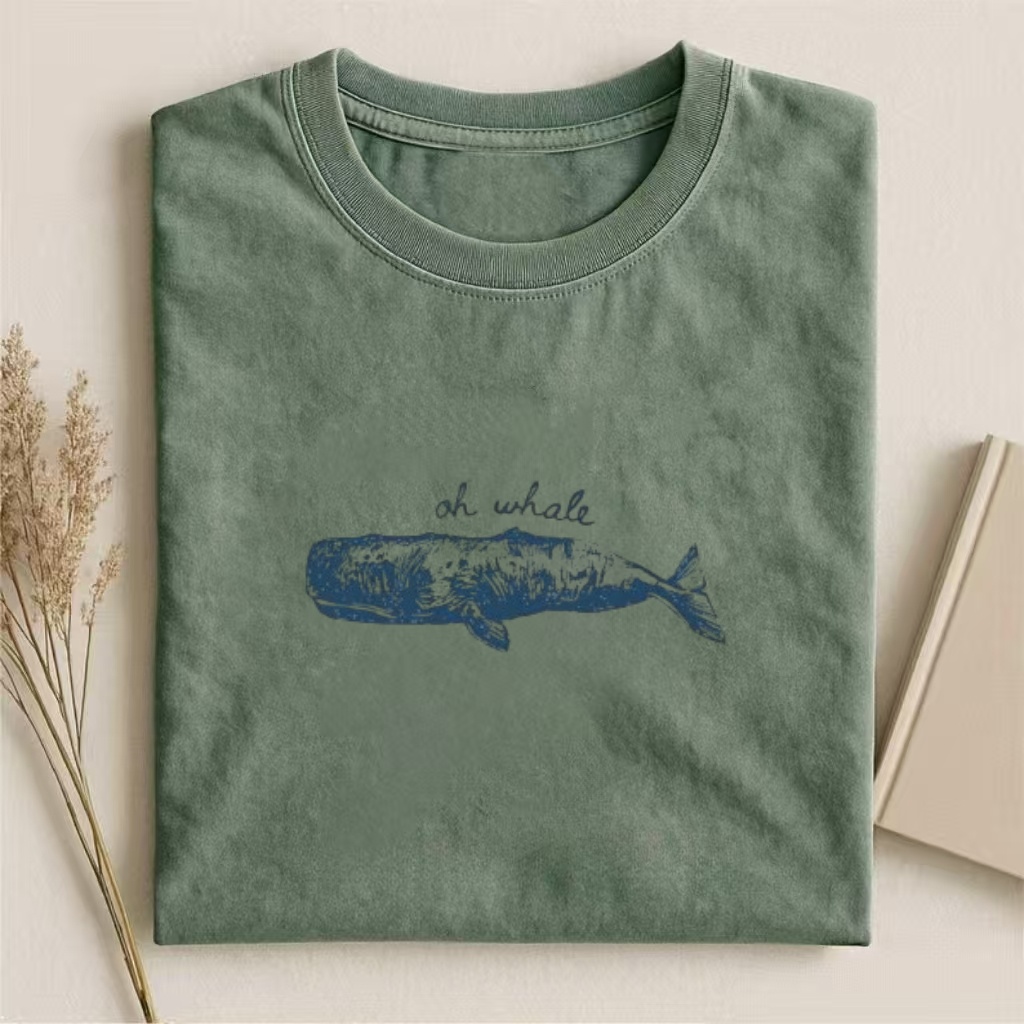 "Oh Whale" Pun Graphic Whale Print T-Shirt