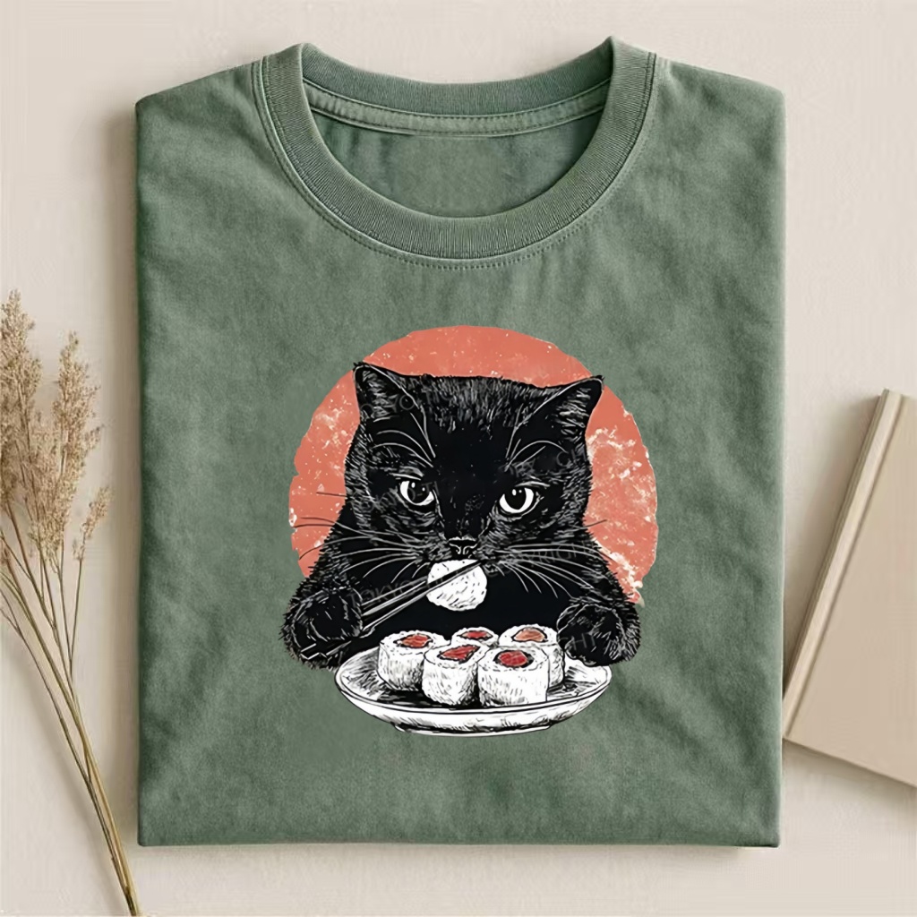 Cat Eating Delicious Sushi T-shirt