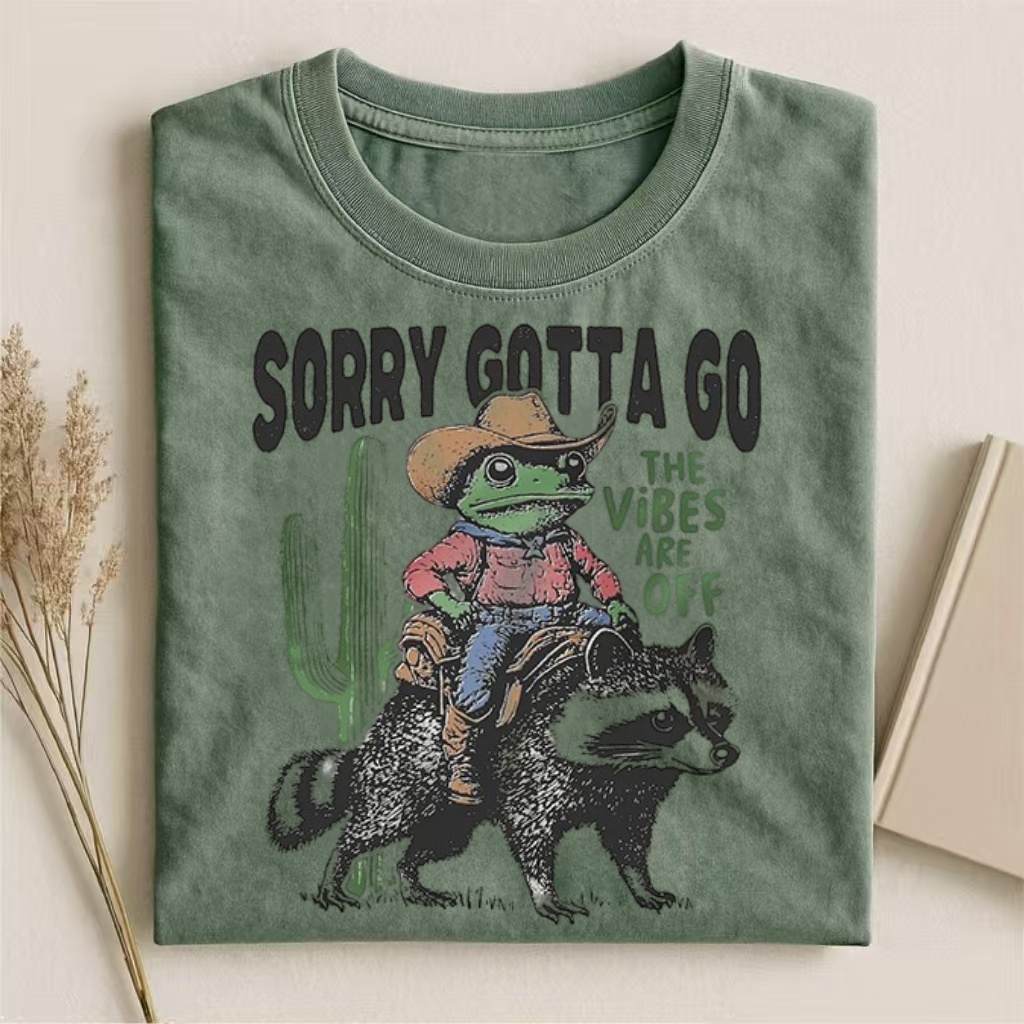 "Sorry Gotta Go The Vibes Are Off" Frog & Raccoon Graphic T-shirt