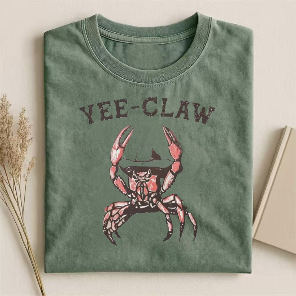 "Yee-Claw" Cowboy Crab Pun Graphic T-shirt