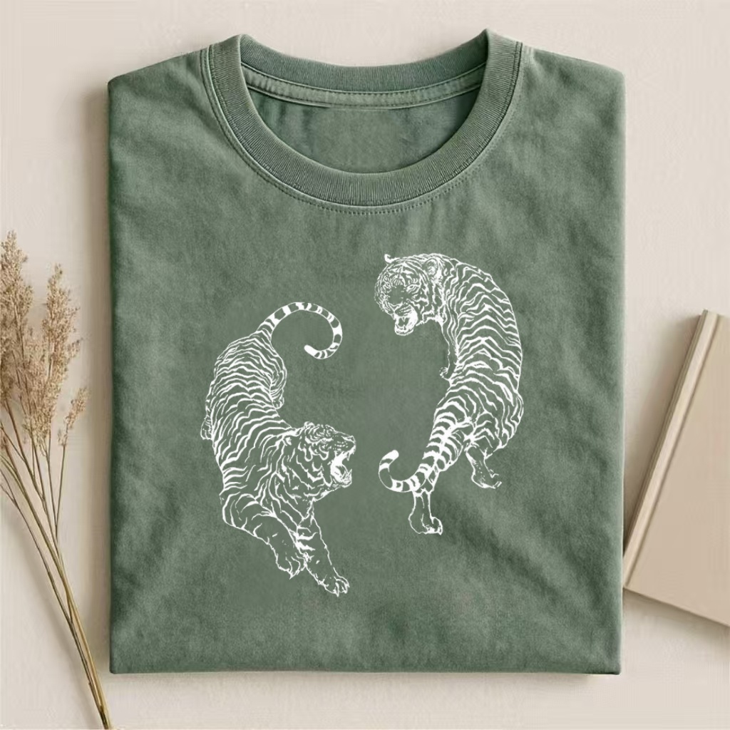 Dual Tiger Yin Yang Graphic T-shirt