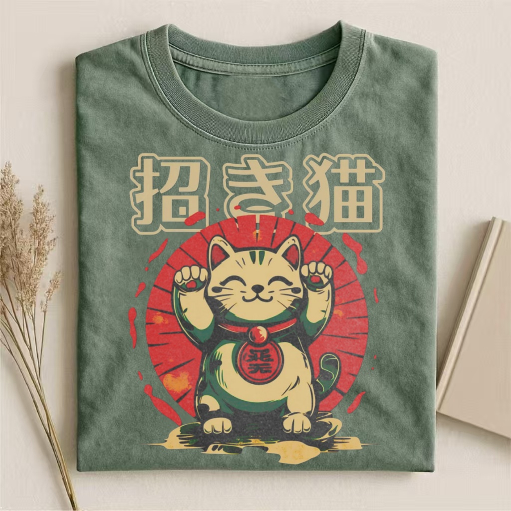 Retro Maneki Neko Lucky Cat T-shirt