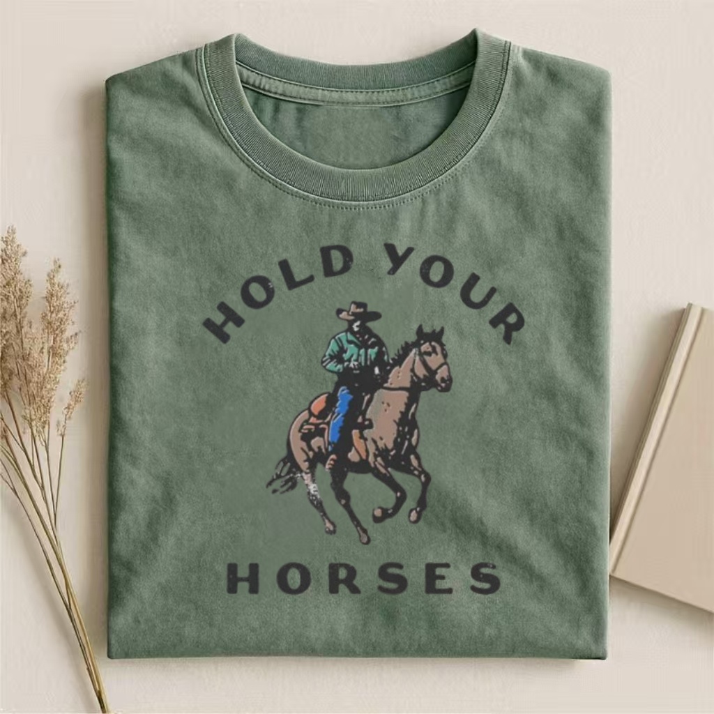 "Hold Your Horses" Cowboy Graphic T-shirt