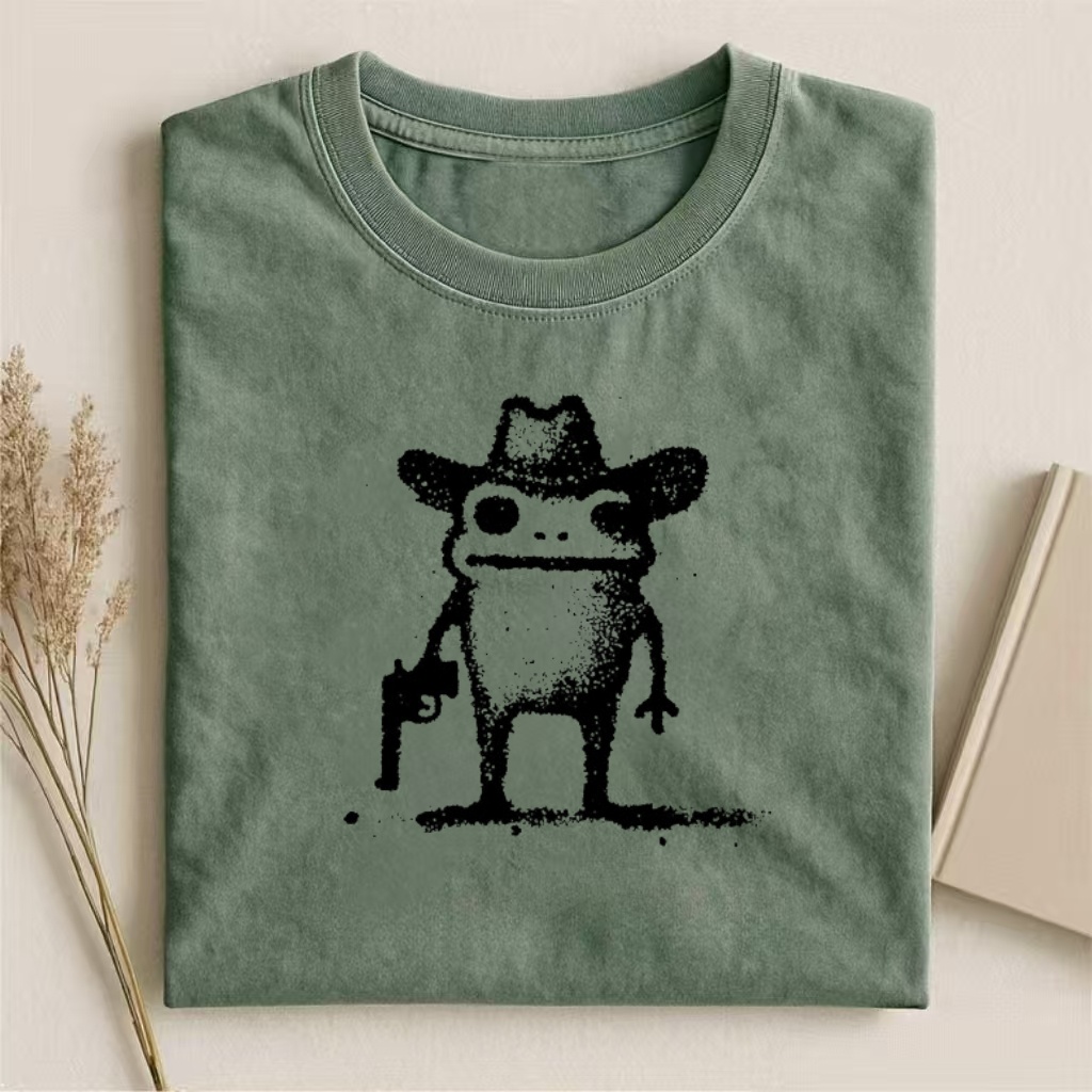 Cowboy Frog With Pistol Graphic T-shirt