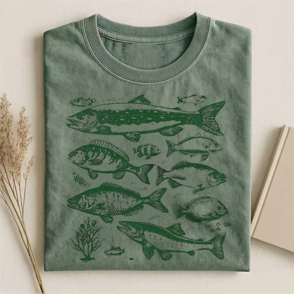 Vintage Fish Species Collage T-shirt