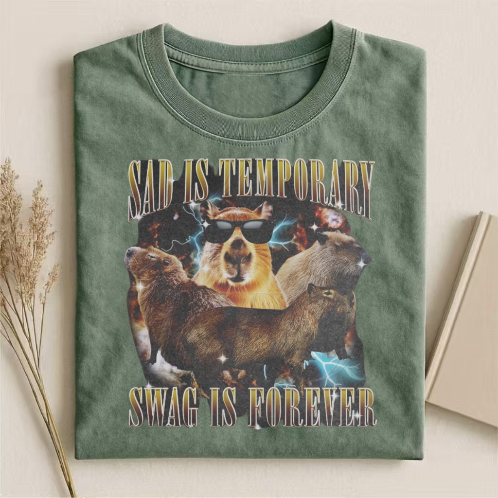 "Sad Is Temporary, Swag Is Forever" Capybara T-shirt