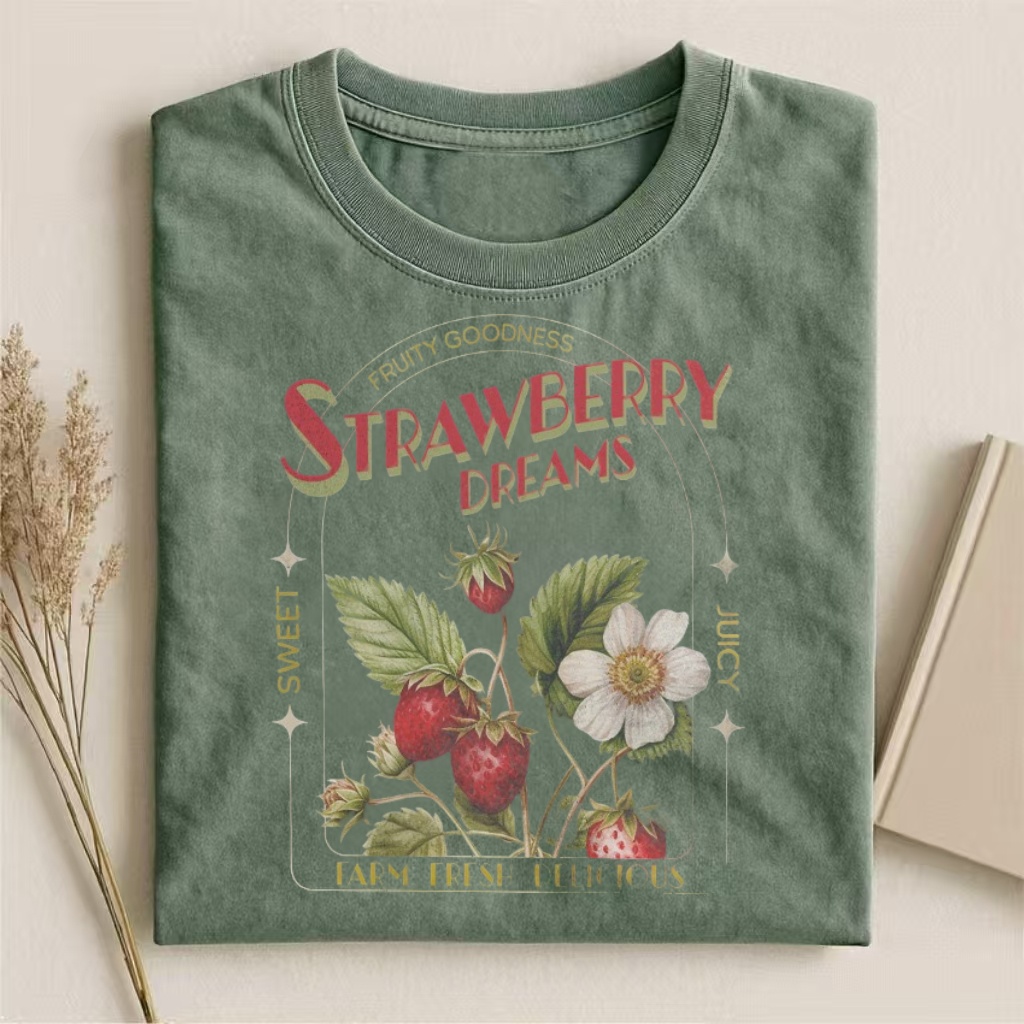 "Strawberry Dreams" Retro Fruit Graphic T-shirt