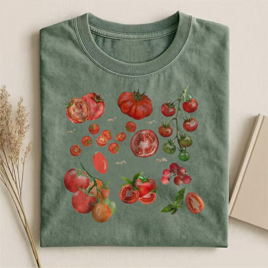 Watercolor Tomato Collage Art T-shirt