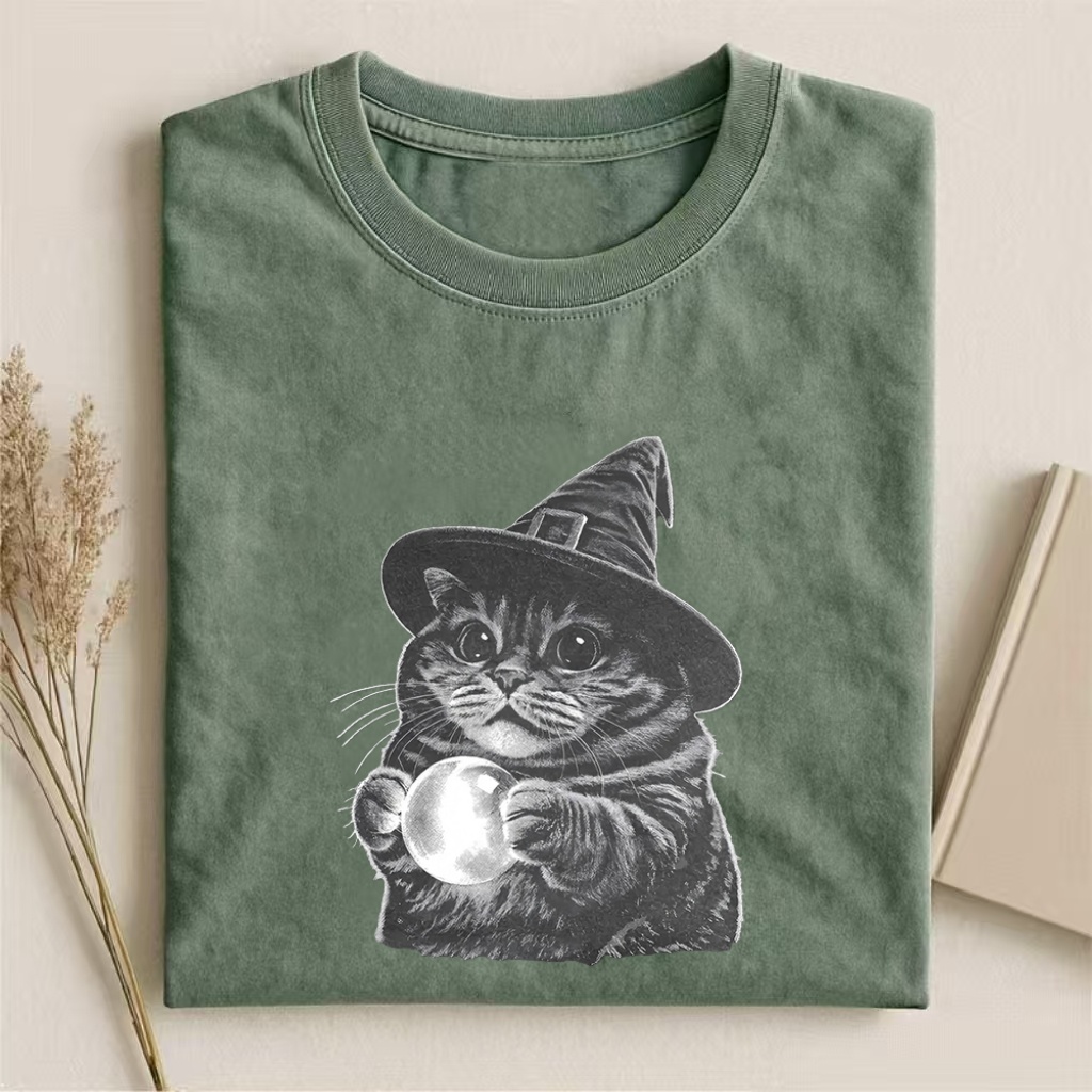 Witch Cat Retro T-shirt