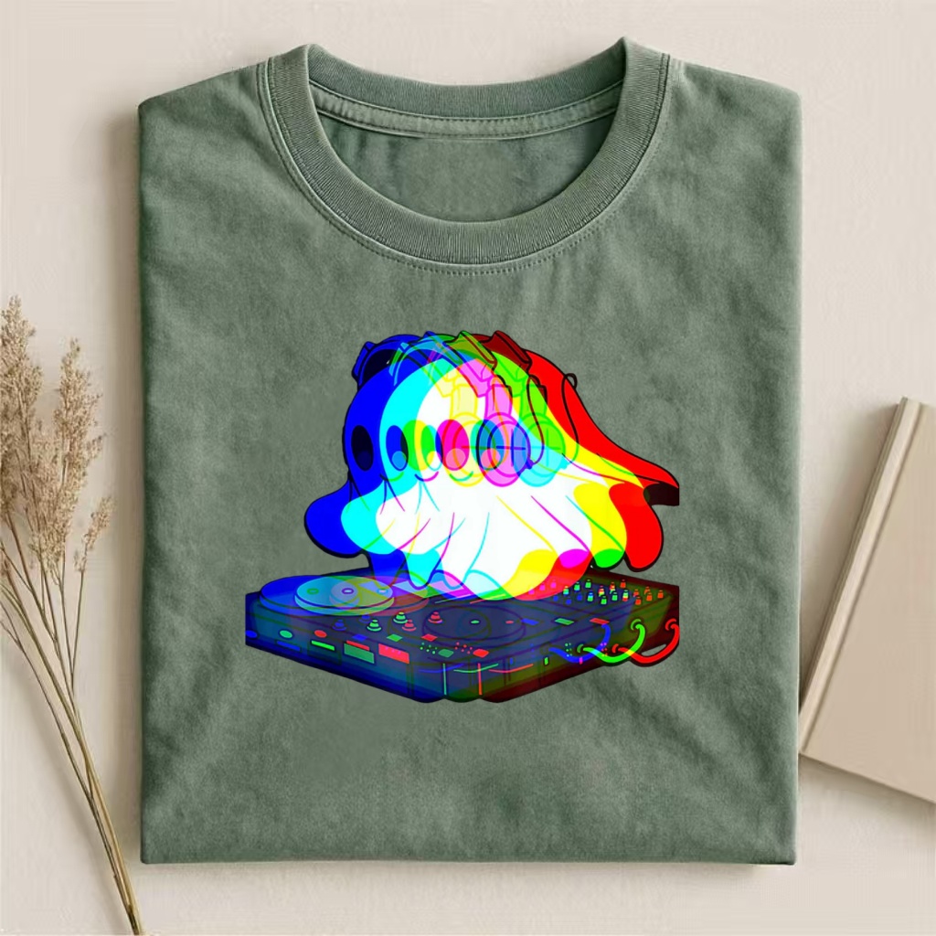 Rainbow Ghost DJ Graphic T-shirt