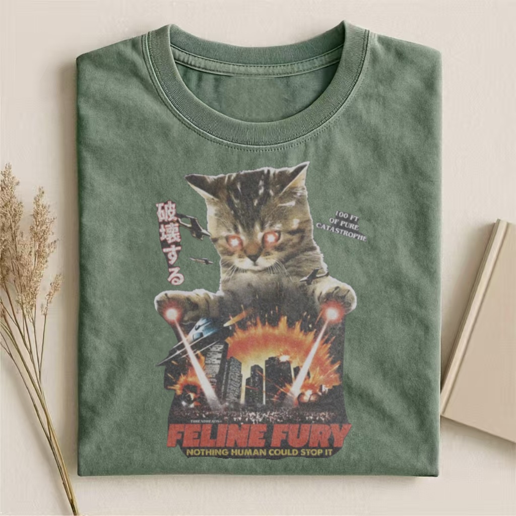 "Feline Fury" Kaiju Cat Movie Poster T-shirt