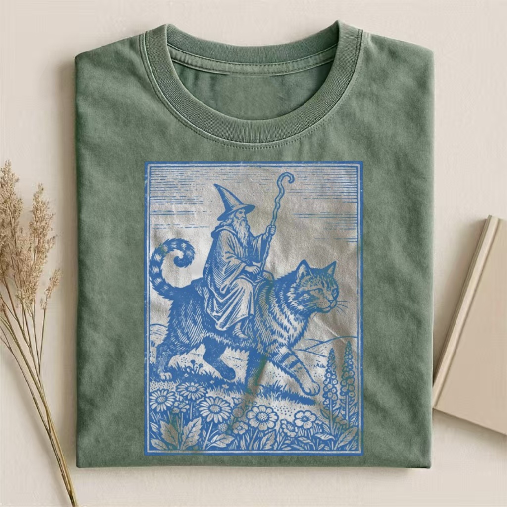 Wizard Cat Rider Vintage T-shirt