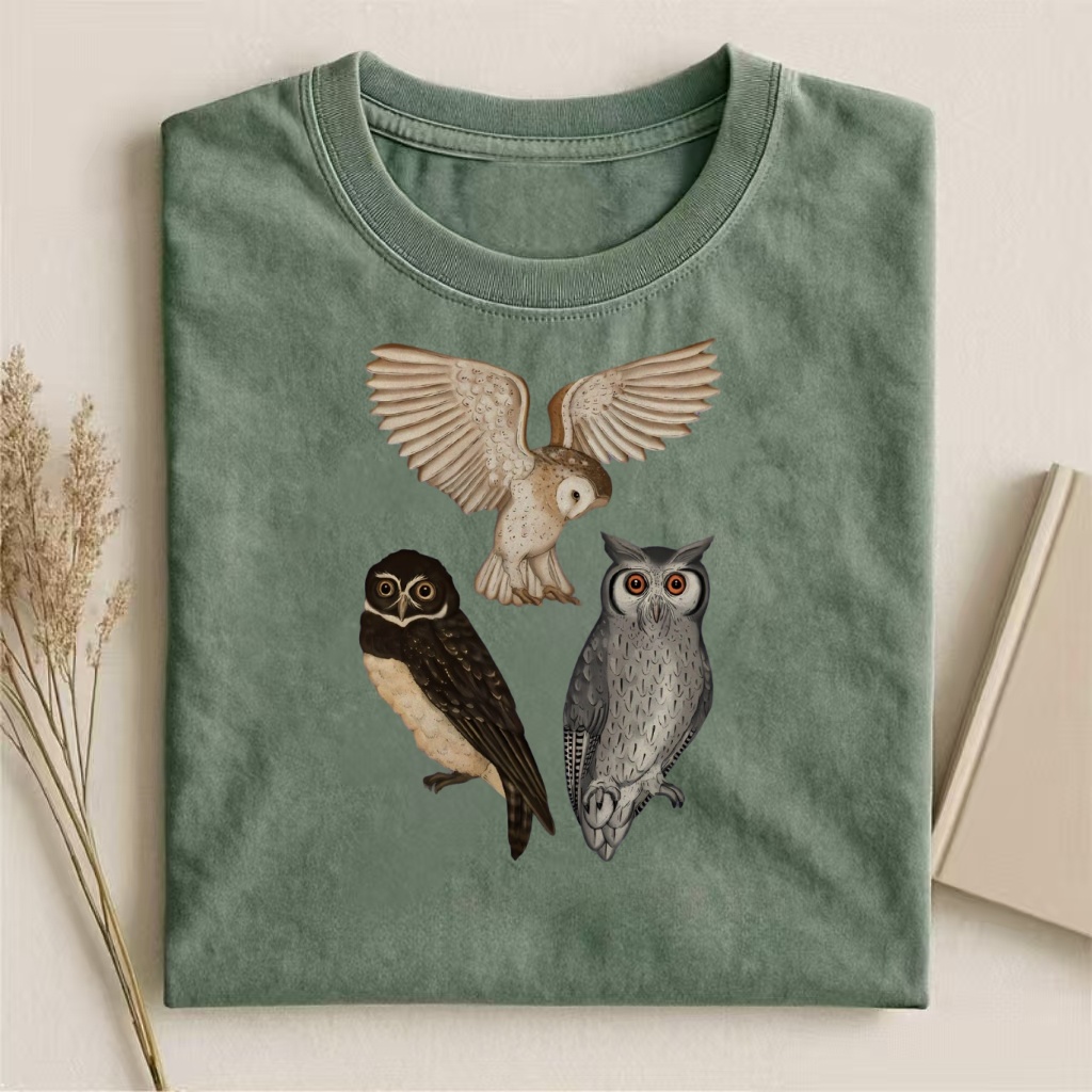 Vintage Owl Species Collage T-shirt