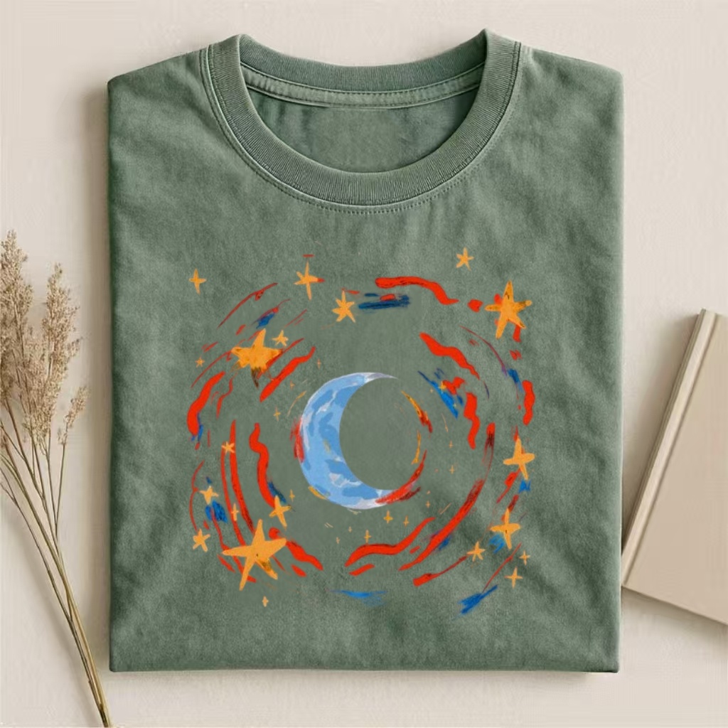 Cosmic Moon & Stars Art T-shirt