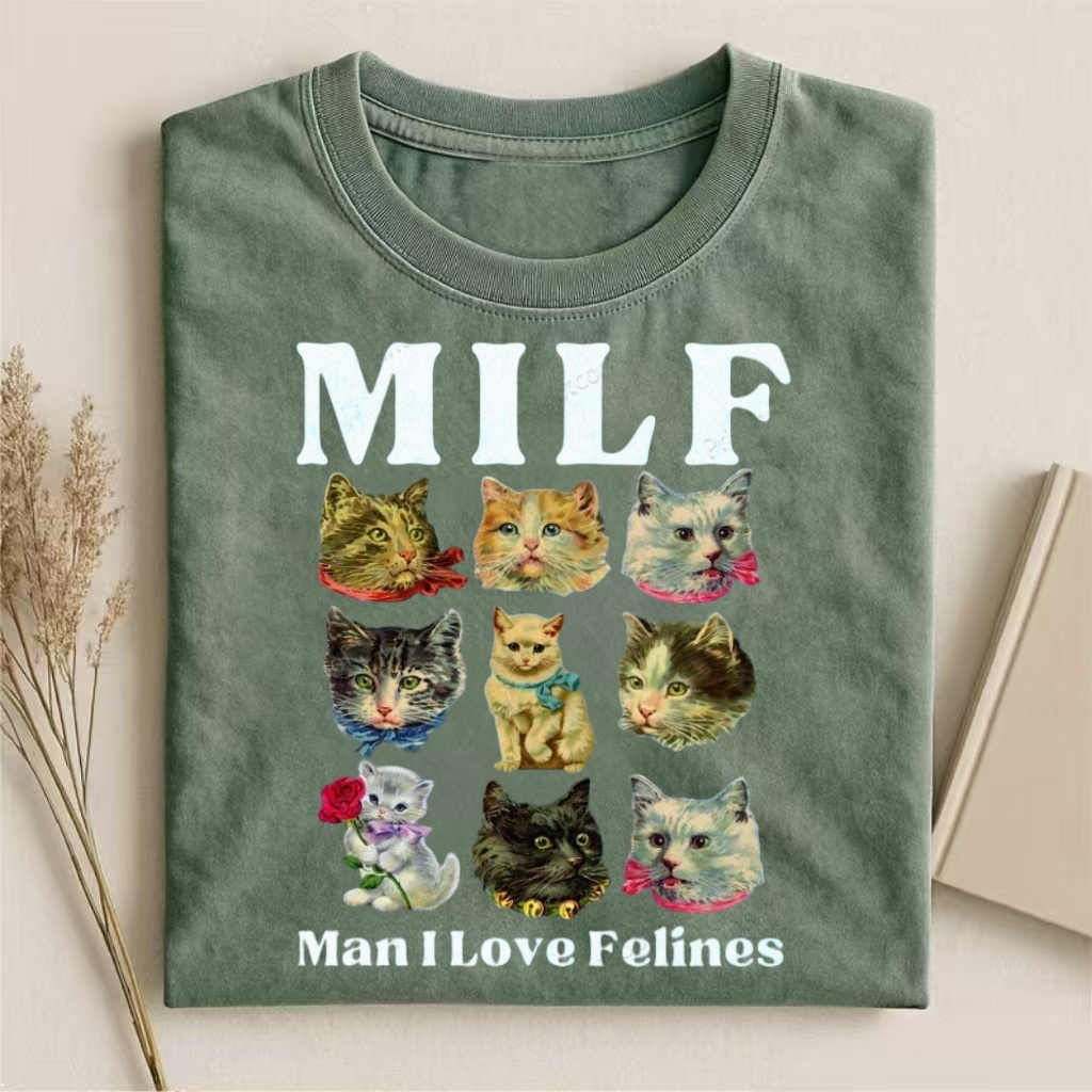 "MILF: Man I Love Felines" Vintage Cat T-shirt