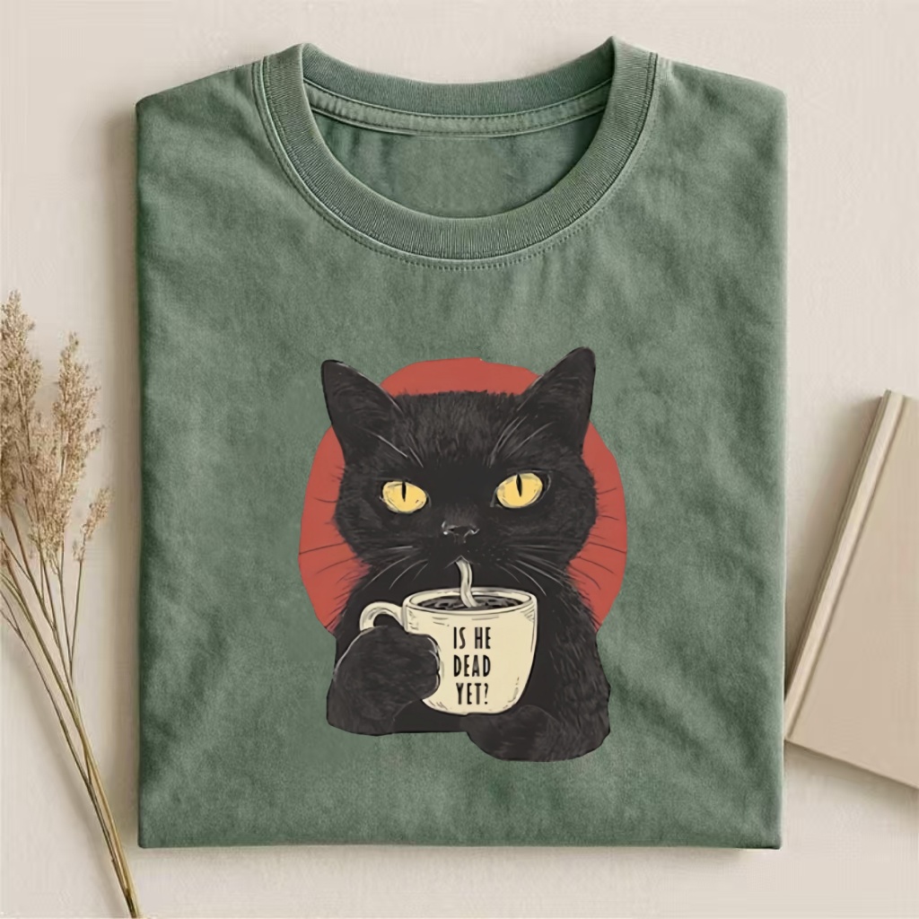 Is He Dead Yet Black Cat T-shirt