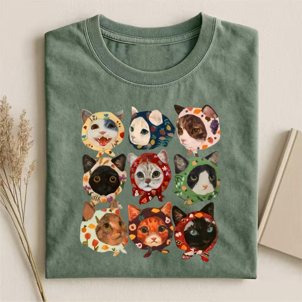Retro Cats In Bandanas Collage T-shirt