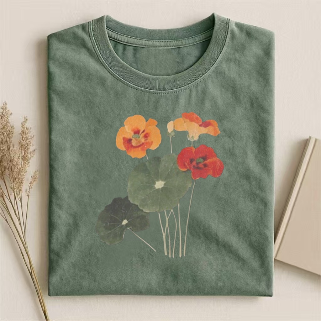 Nasturtium Flower Pressed Art T-shirt
