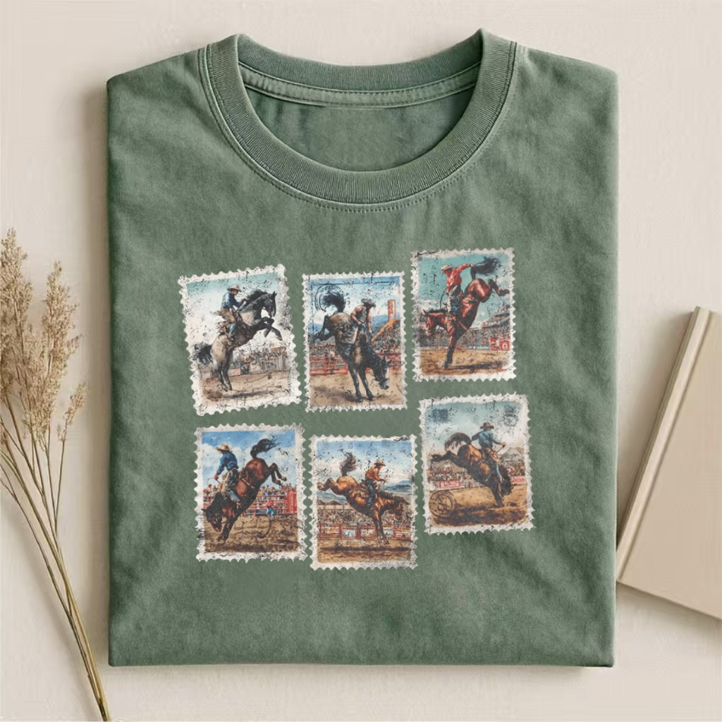 Vintage Rodeo Stamp Collage T-shirt
