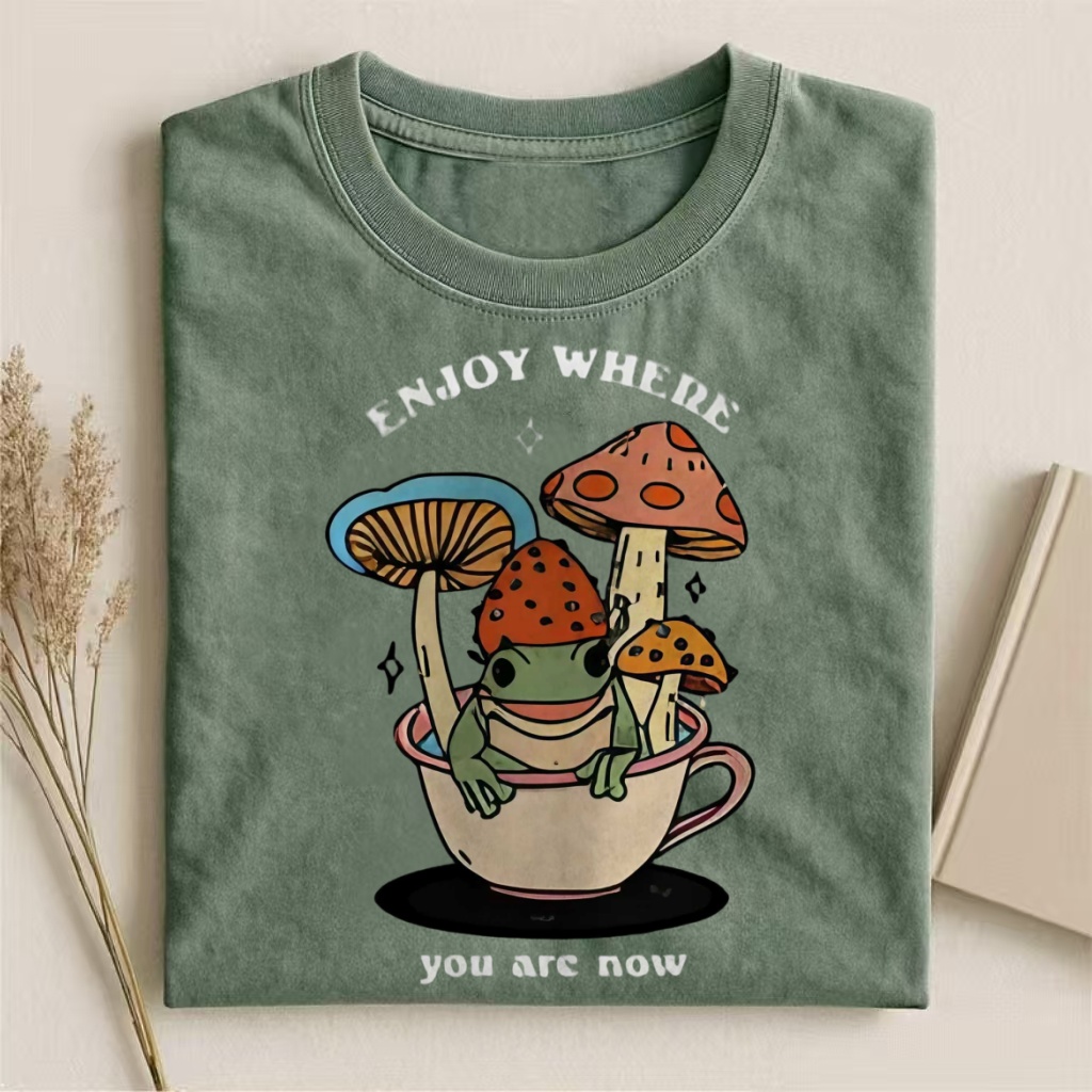 "Enjoy Where You Are Now" Frog & Mushroom T-shirt