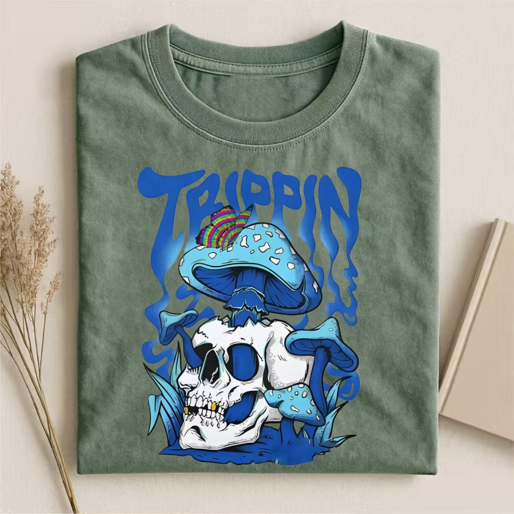 "Trippin" Skull & Mushroom Psychedelic T-shirt