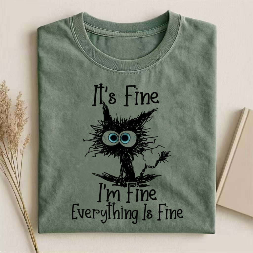 "Everything Is Fine" Spooky Cat Meme T-shirt