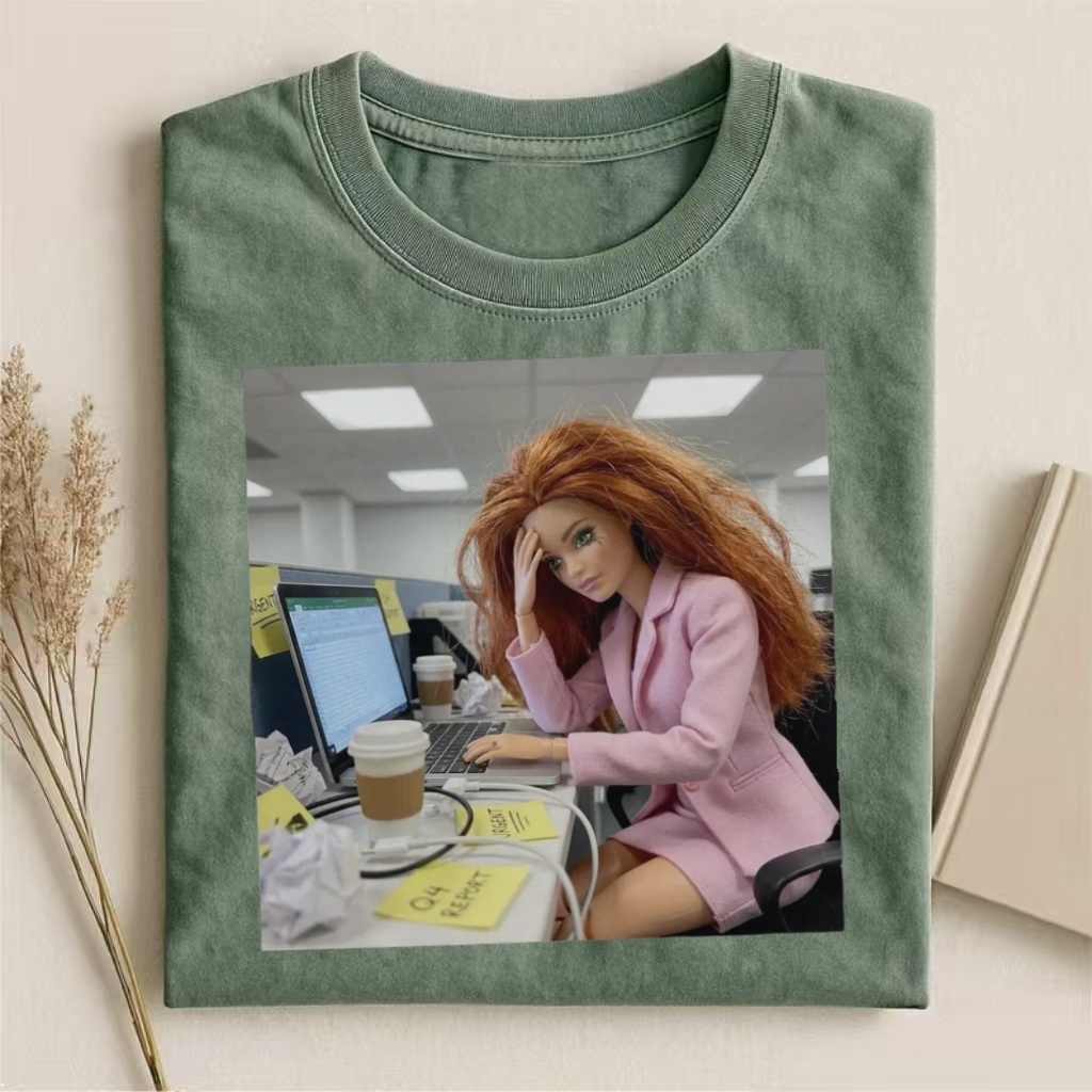 Stressed Office Barbie Meme T-shirt