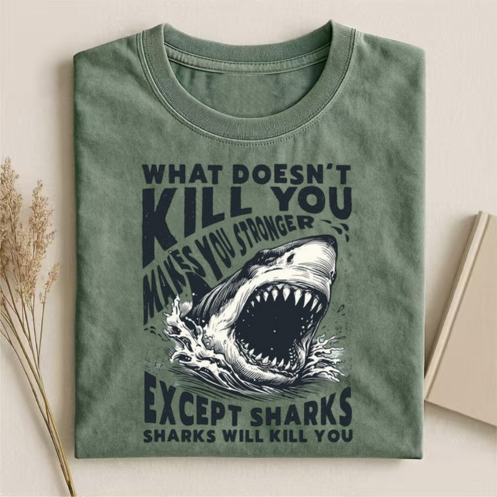"Except Sharks" Funny Shark Quote T-shirt