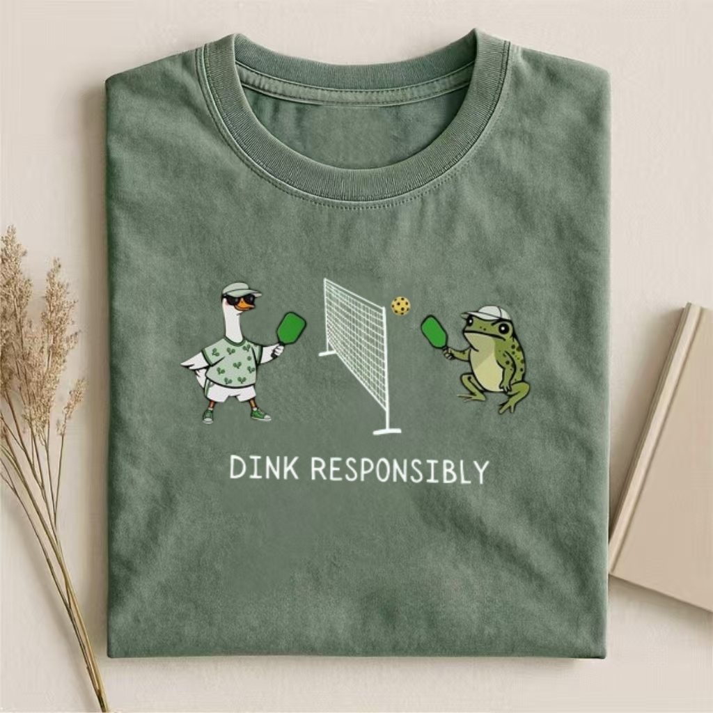 "Dink Responsibly" Duck & Frog Pickleball T-shirt