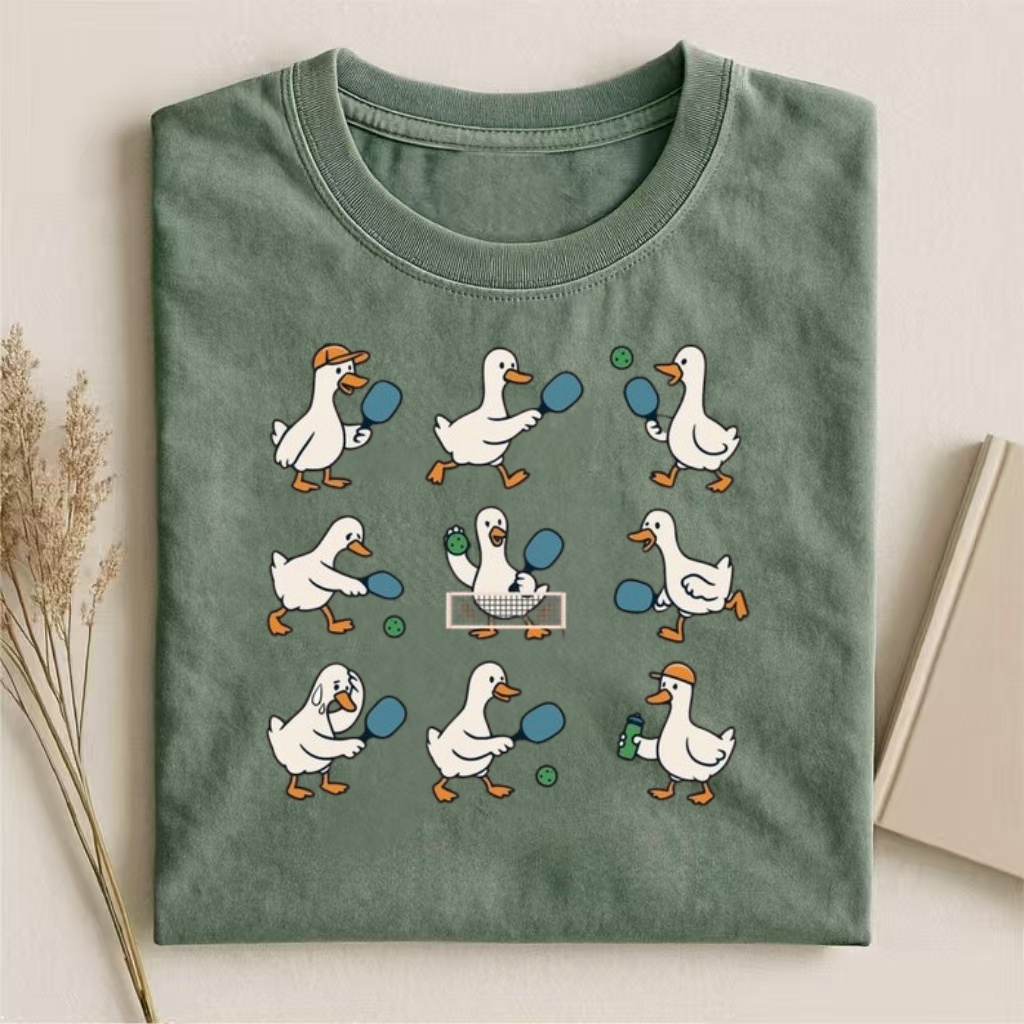 Duck Pickleball Poses Cartoon T-shirt