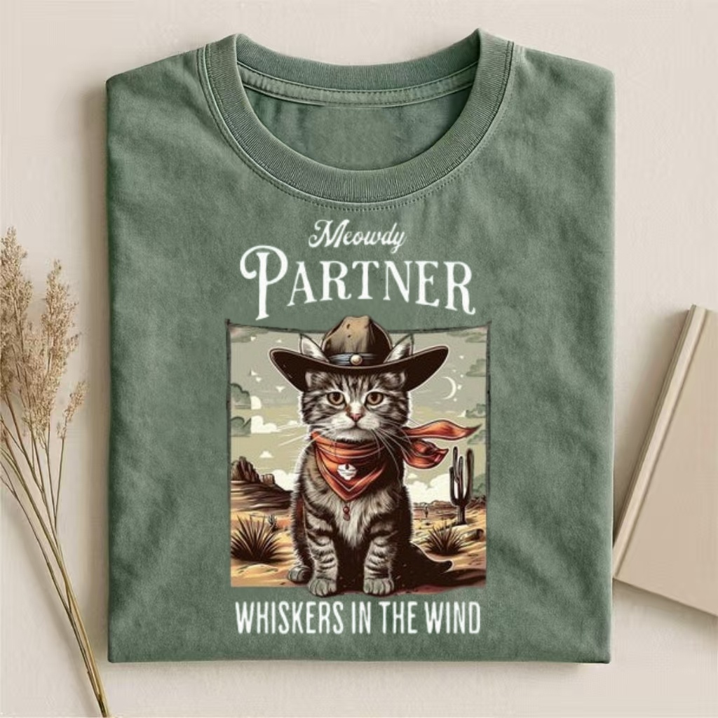"Meowdy Partner" Cowboy Cat Western T-shirt