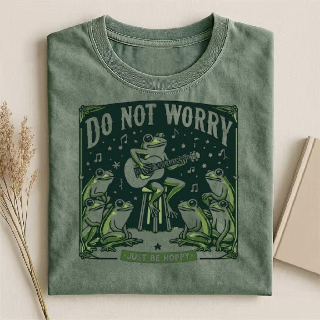 "Do Not Worry Just Be Hoppy" Frog Guitar T-shirt