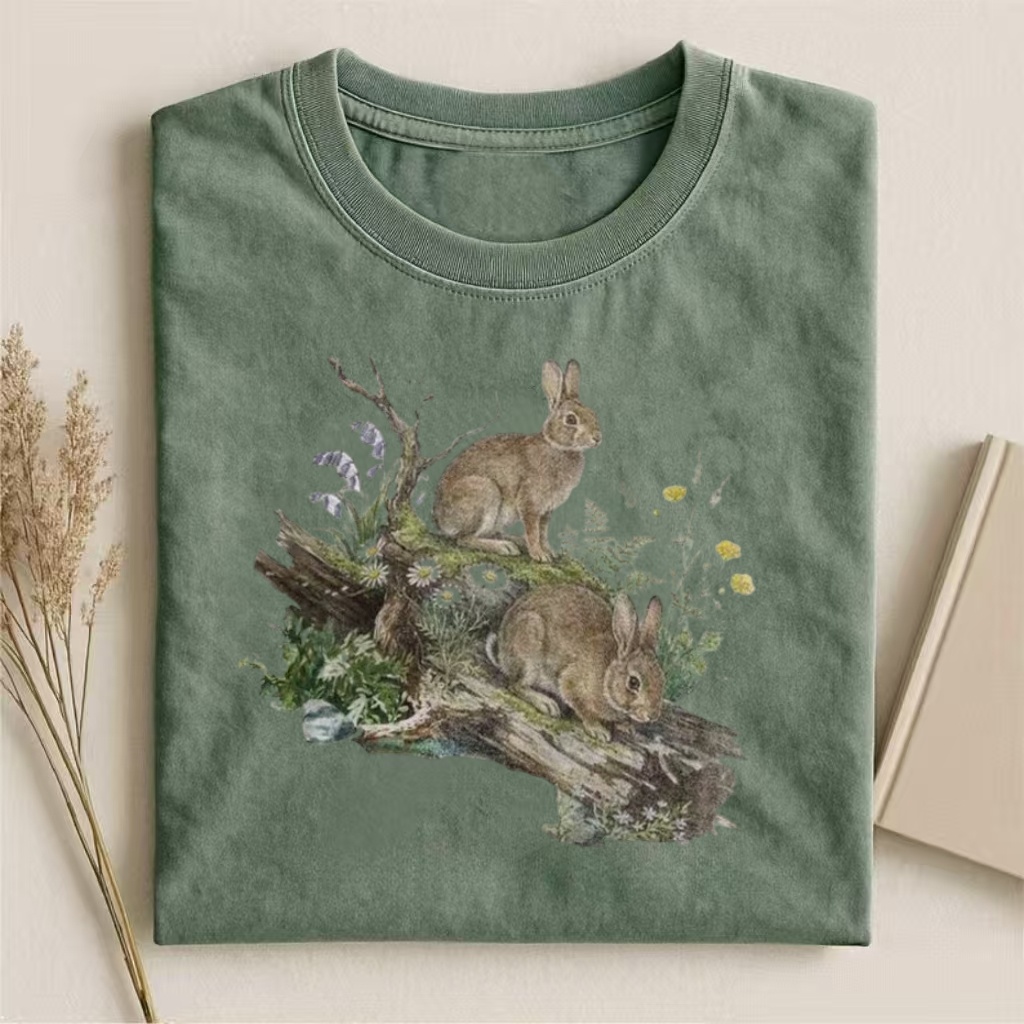 Vintage Rabbit Wildlife Art T-shirt