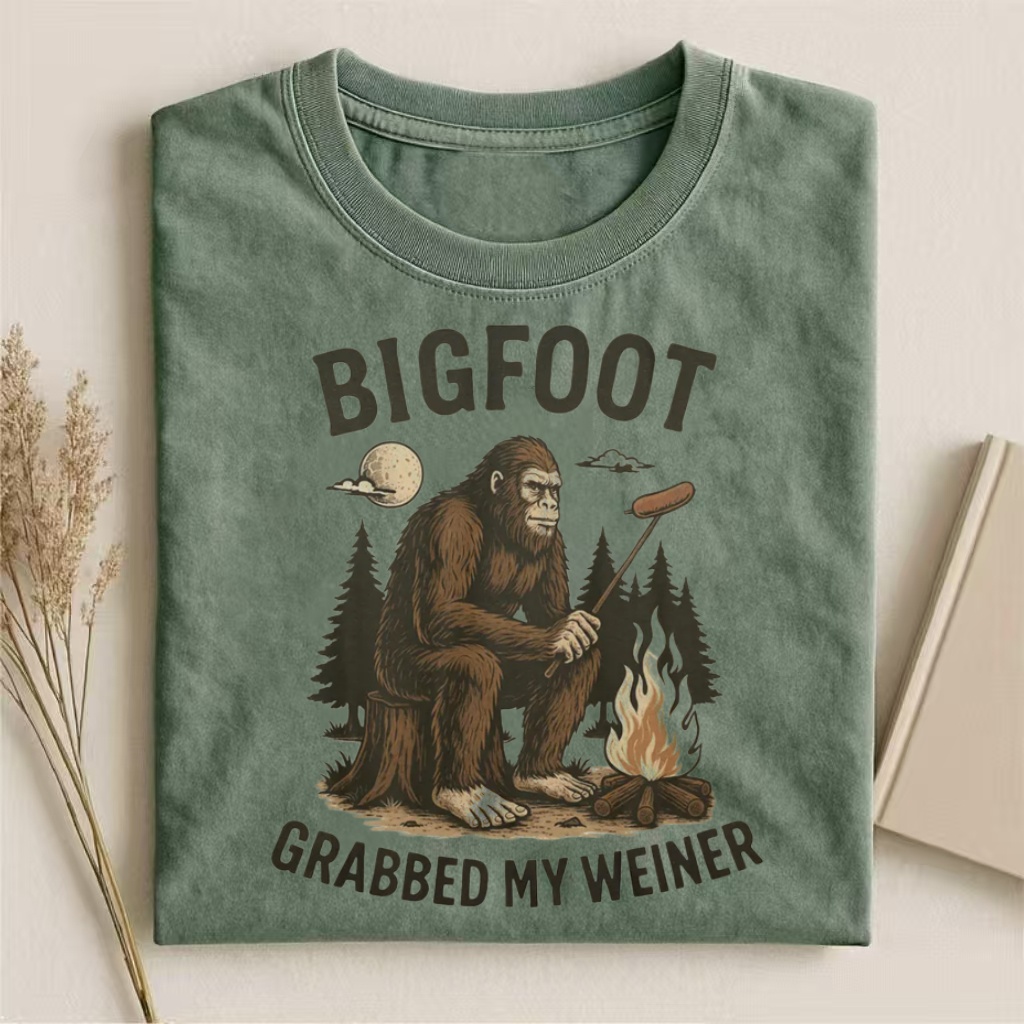 "Bigfoot Grabbed My Weiner" Funny Cryptid T-shirt