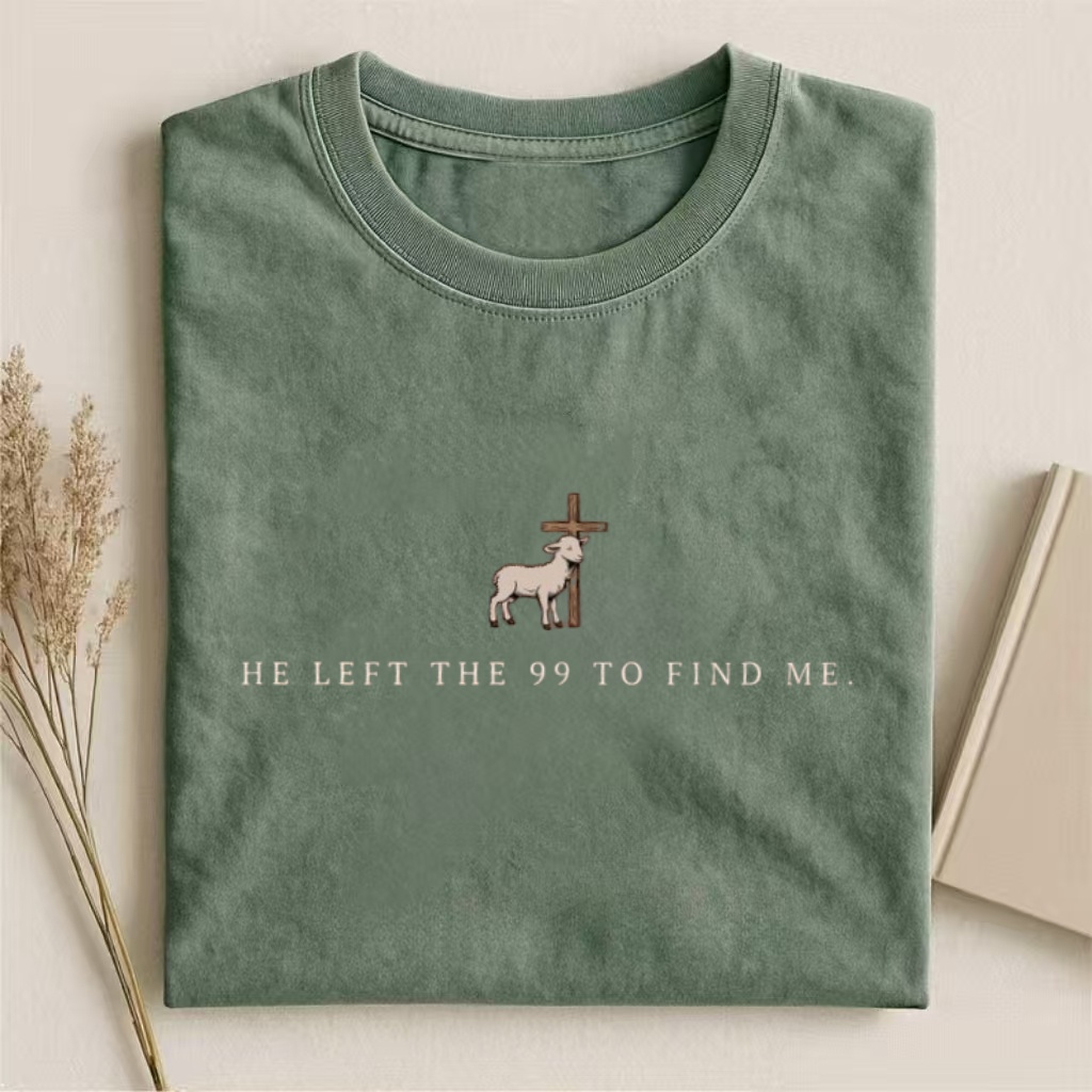"He Left The 99 To Find Me" Lamb Cross T-Shirt