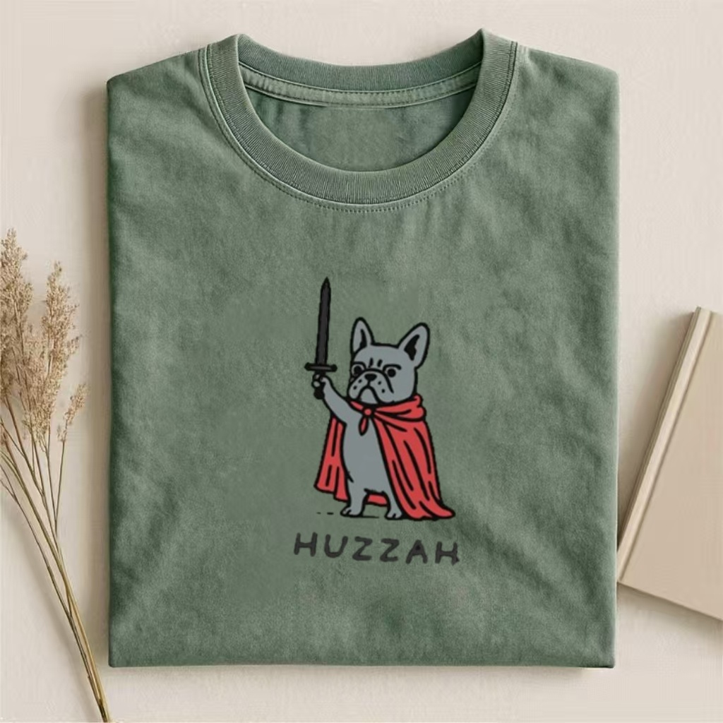 Huzzah Funny Medieval French Bulldog T-shirt
