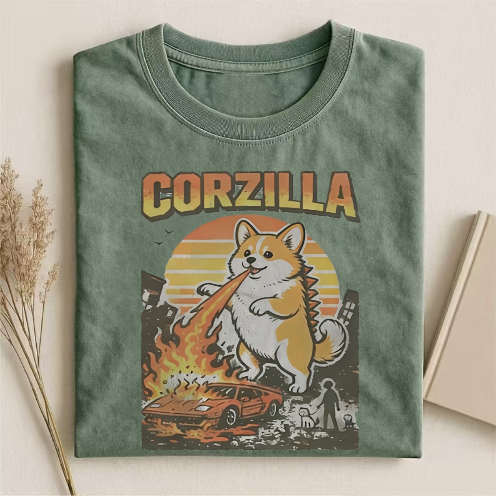 Funny Corgi Godzilla T-shirt