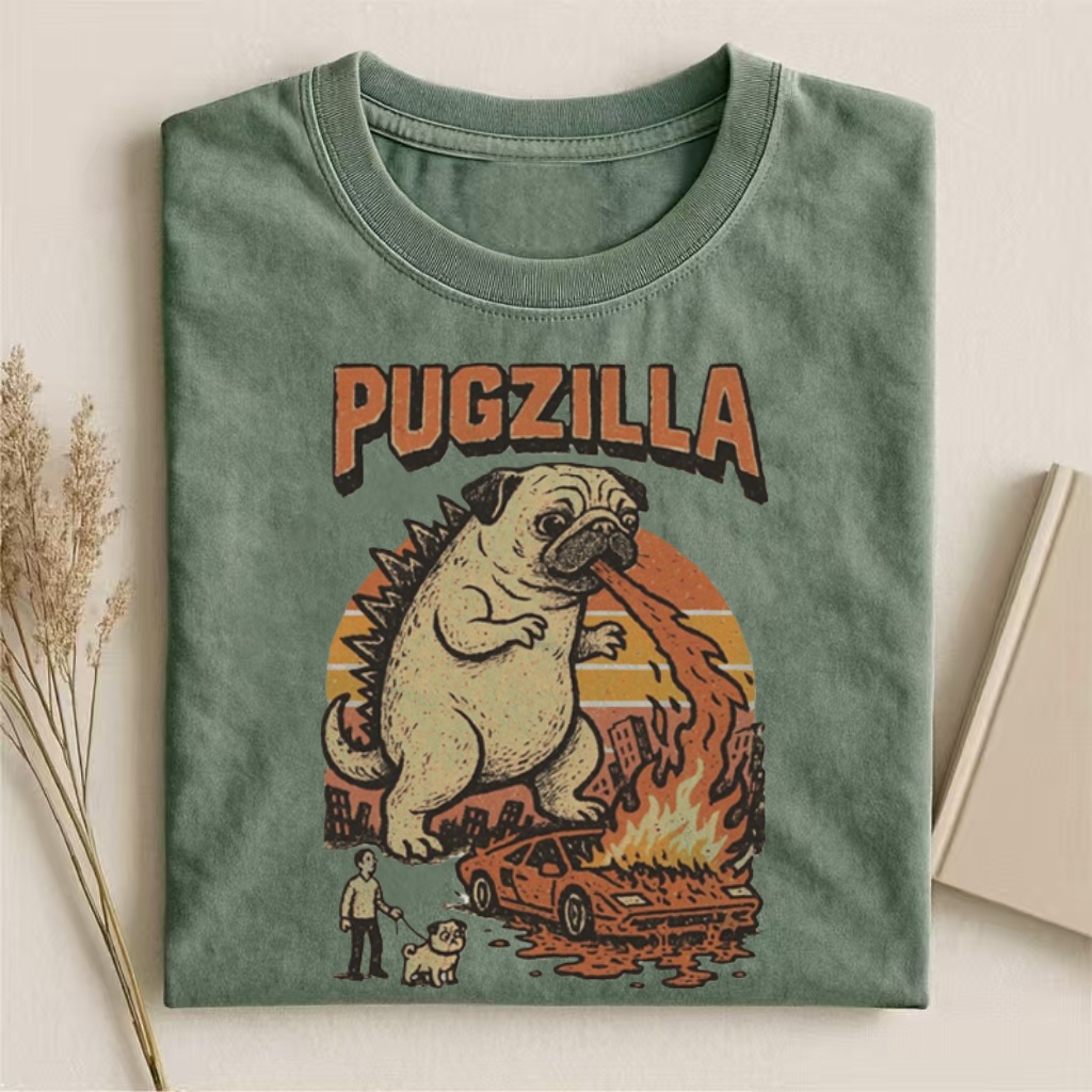 Funny Pug Godzilla T-shirt