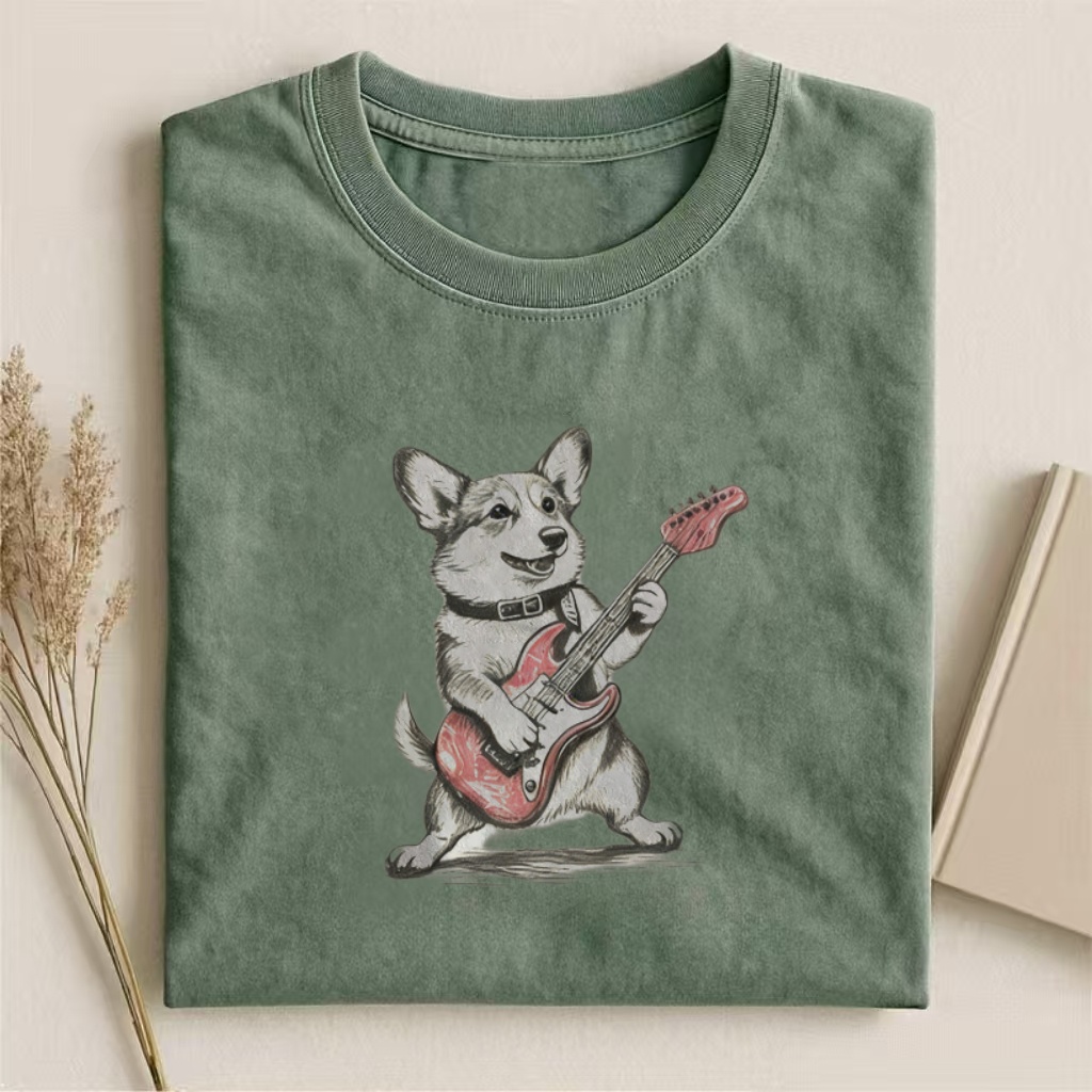 Funny Corgi Playing Guitar T-shirt