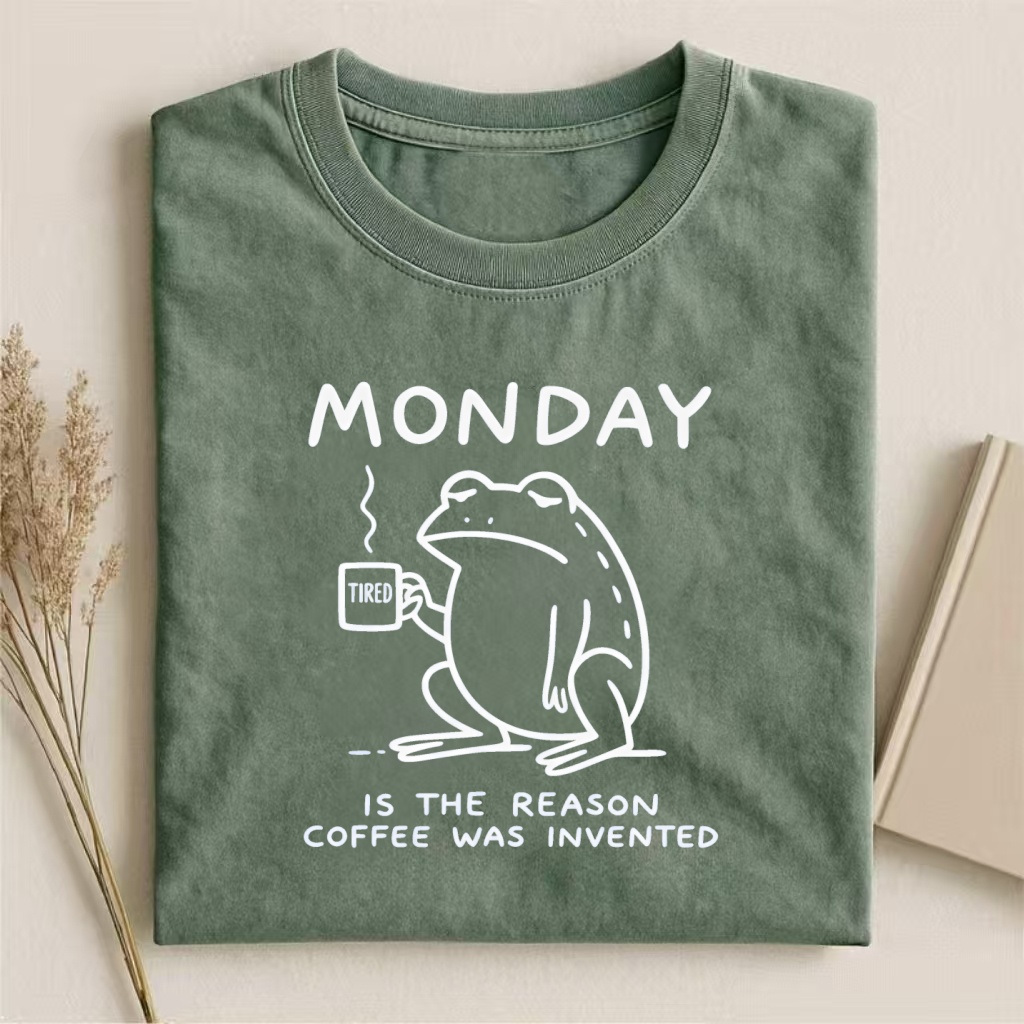 Monday Is The Reason Coffee Was Invented Tired Frog T-shirt