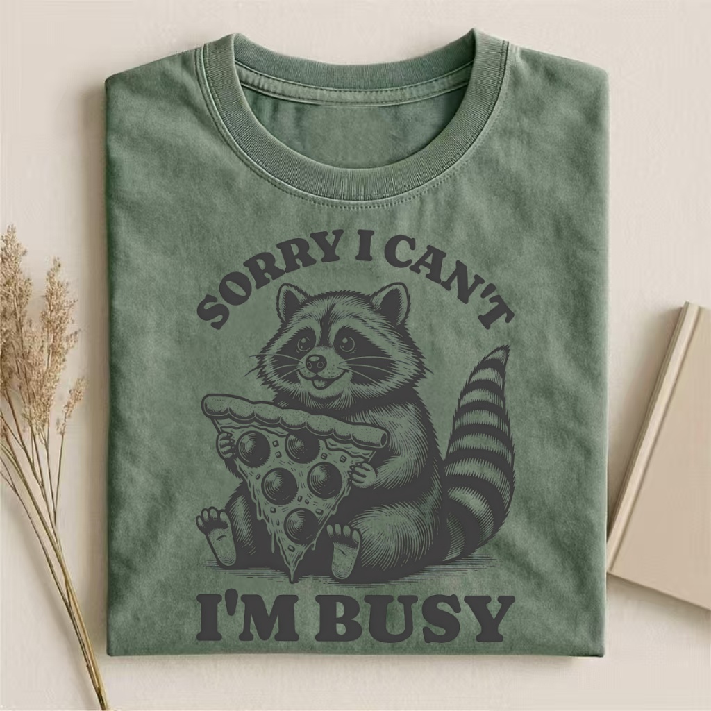 Sorry I Can't I'm Busy Retro Raccoon Animal T-shirt