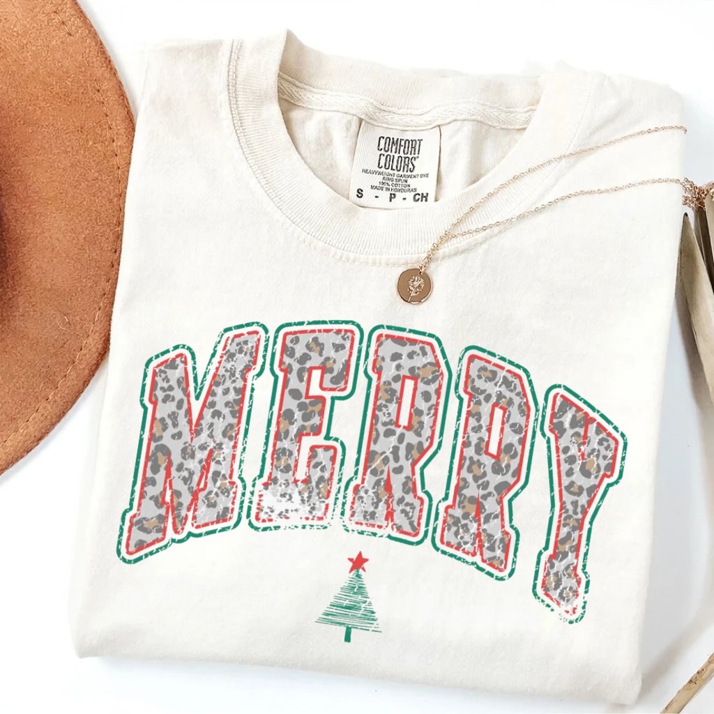 Retro Leopard Merry Christmas T-shirt