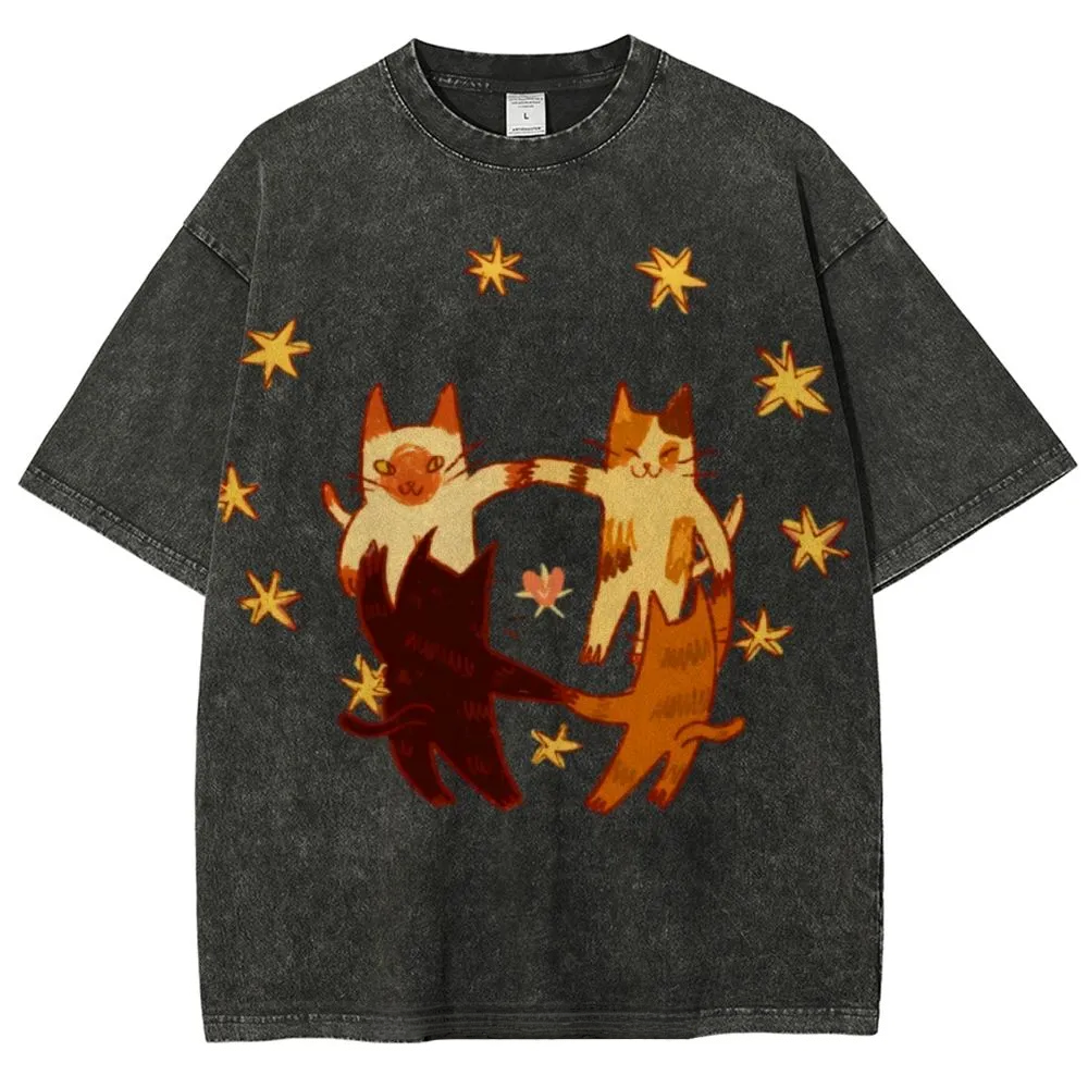 Circle Cats Washed T-Shirt