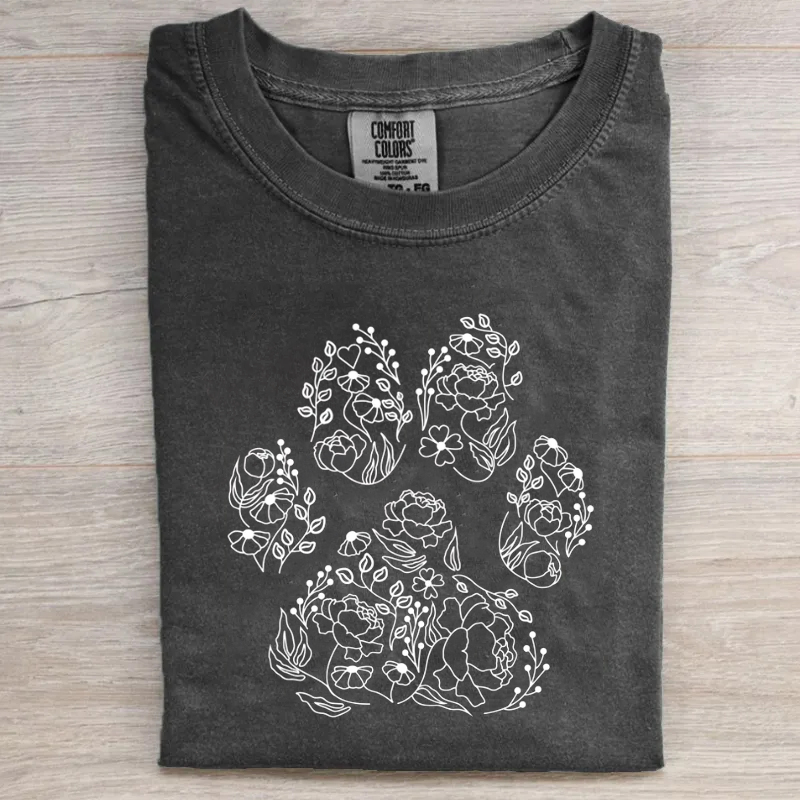 Floral Dog Paw T-shirt