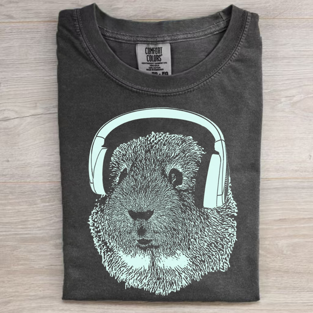 Guinea Pig Wearing Headphones T-shirt
