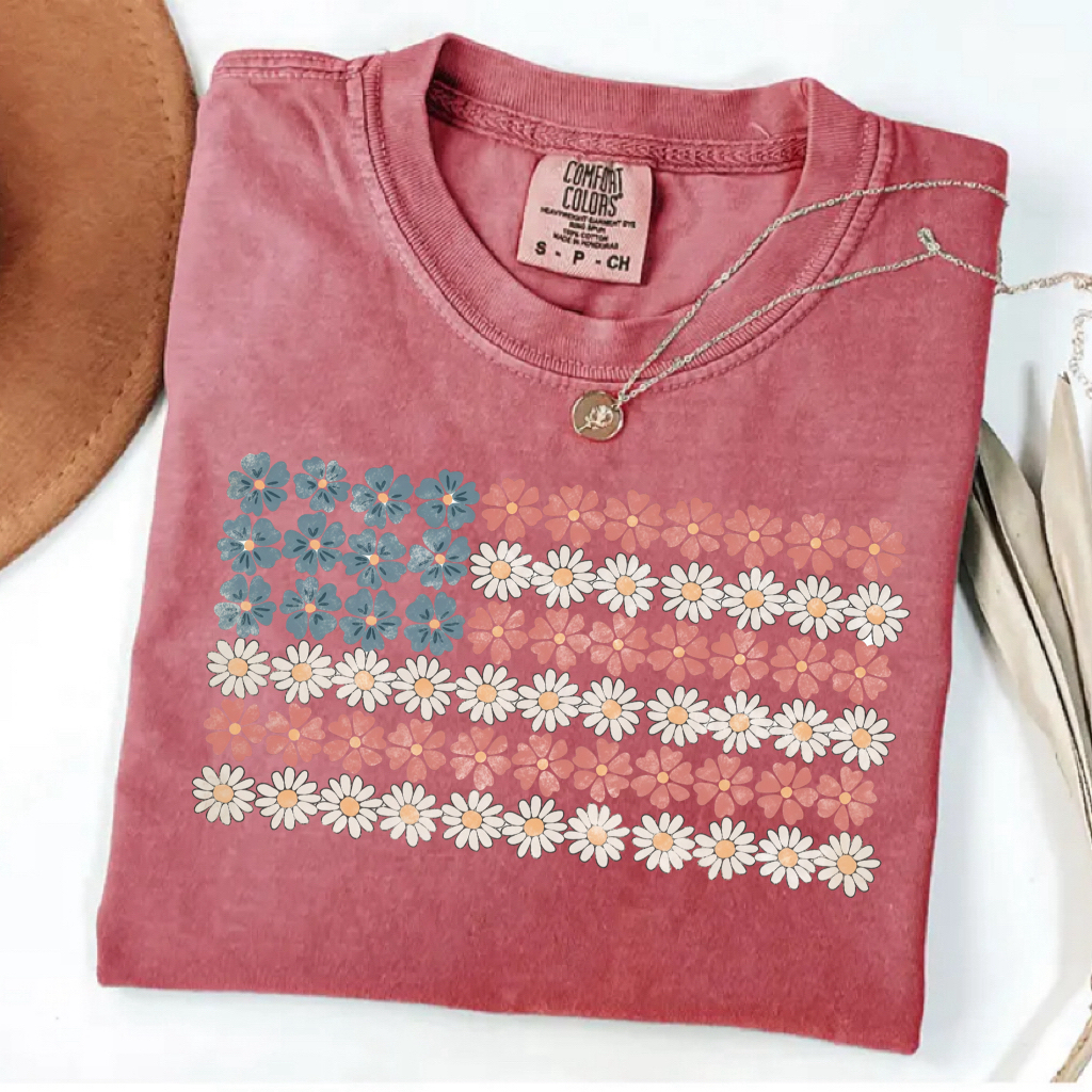 Floral American Flag Shirt